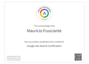 Google Adwords-Search Certification-Mauricio Frusciante-Aventura Florida-2025